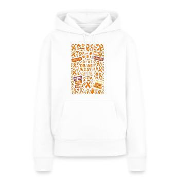 Jour d’Orange Non violent pour les femmes - Sweat à capuche Premium bio Femme - blanc - Devant - Julia (174cm)