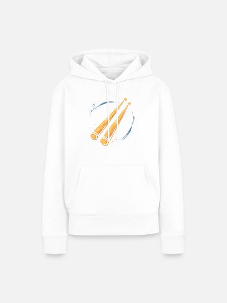 Schlagzeugstöcke Grafik - Frauen Premium Bio Hoodie - Weiß
