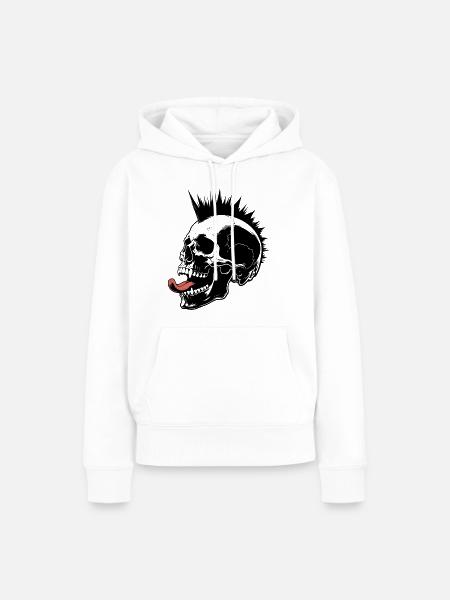 Skull Mohawk Punk Rocker Totenkopf - Frauen Premium Bio Hoodie - Weiß