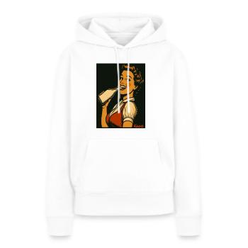 Retro Dame mit Milch Getränk  - Frauen Premium Bio Hoodie - Weiß - Vorne - Julia (174cm)