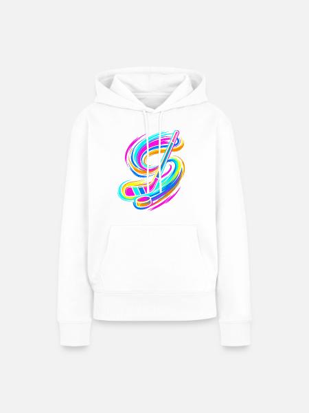 Eishockeyschläger - Frauen Premium Bio Hoodie - Weiß