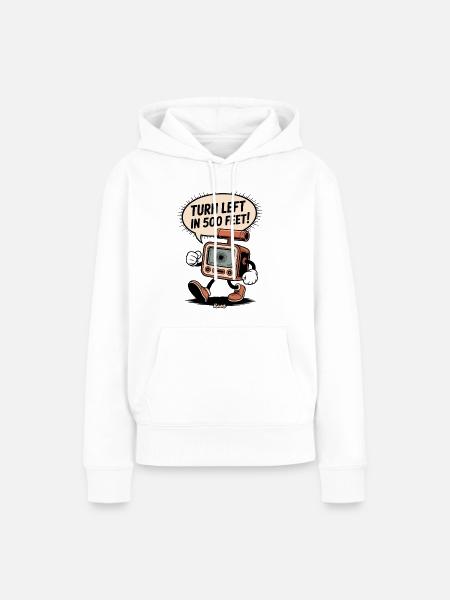 Navigationsgerät mit Abbiege Hinweis - Frauen Premium Bio Hoodie - Weiß