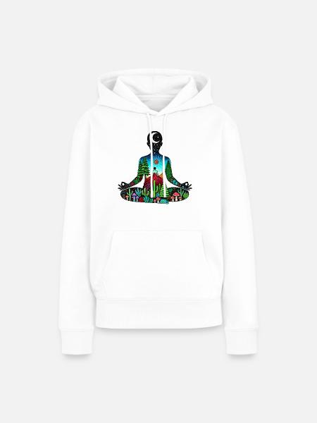 meditation nature - Frauen Premium Bio Hoodie - Weiß