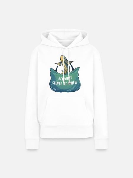 Fröhlicher Meeresfisch mit Wellenbanner - Frauen Premium Bio Hoodie - Weiß