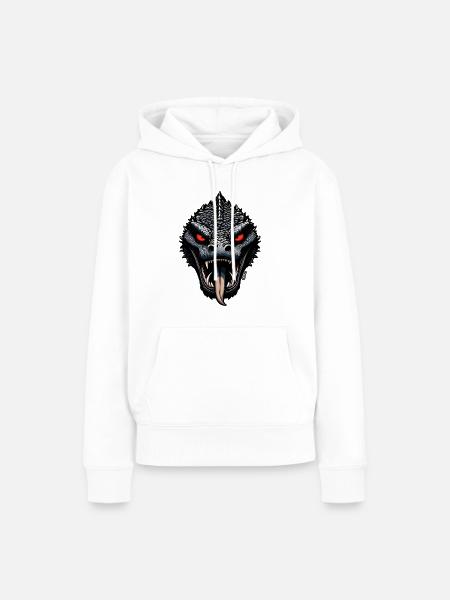 Crimson Inferno Drachenkopf - Frauen Premium Bio Hoodie - Weiß