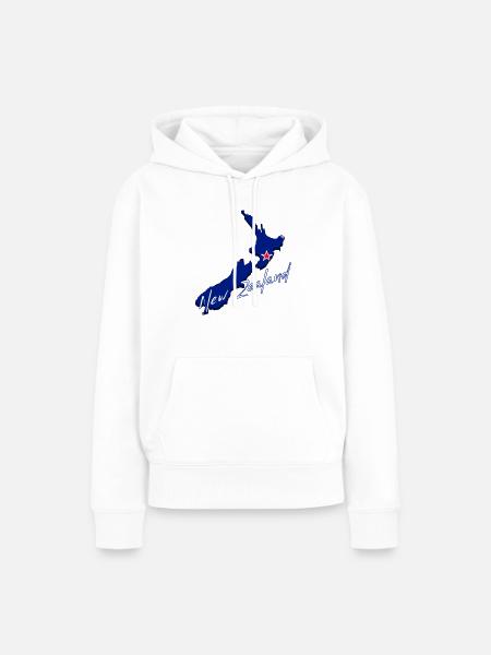 Karte mit der Flagge Neuseelands - Frauen Premium Bio Hoodie - Weiß