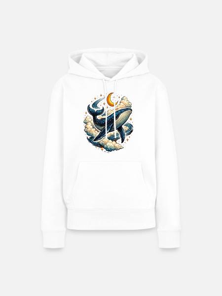 Himmlischer Wal in den Wolken - Frauen Premium Bio Hoodie - Weiß