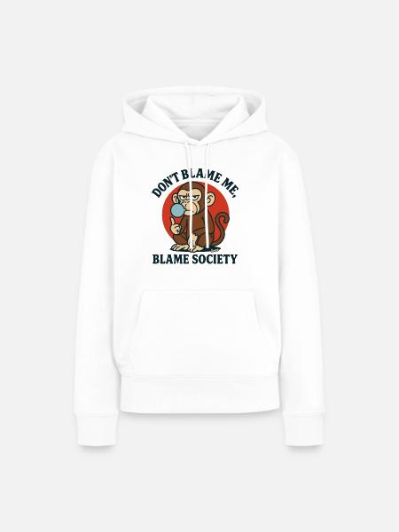 Monkey Blame Society Tee - Frauen Premium Bio Hoodie - Weiß