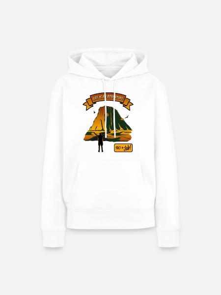 Leben ist ein Abenteuer Berglandschaft - Frauen Premium Bio Hoodie - Weiß