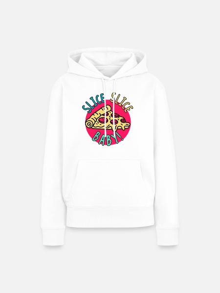 Slice Slice Baby – Retro-Pizza - Frauen Premium Bio Hoodie - Weiß