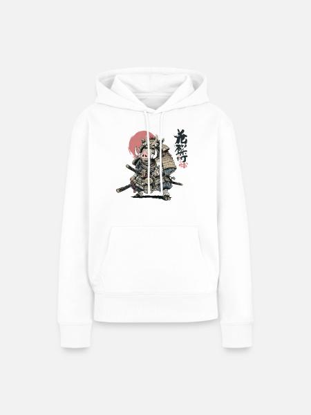 Wildschwein-Samurai-Krieger in Rüstung - Frauen Premium Bio Hoodie - Weiß
