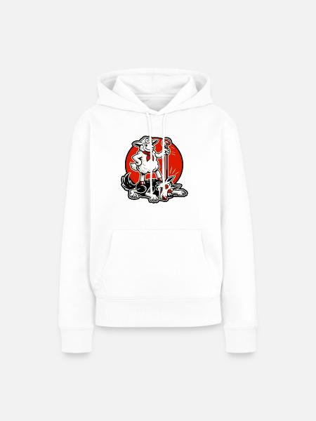 Schafheld mit Gauner - Frauen Premium Bio Hoodie - Weiß