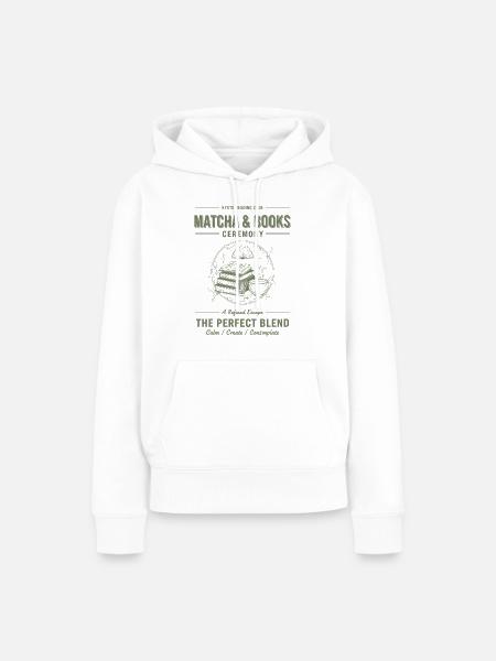 Matcha-und-Bücher-Zeremonie – Die perfekte Mischung - Frauen Premium Bio Hoodie - Weiß