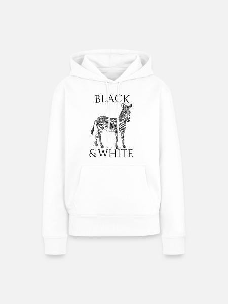 Black & White Vector Zebra – Tierdesign - Frauen Premium Bio Hoodie - Weiß