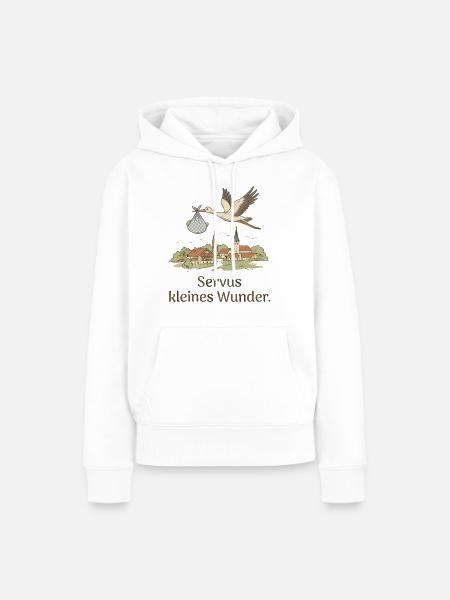 Servus Kleines Wunder Storch - Frauen Premium Bio Hoodie - Weiß
