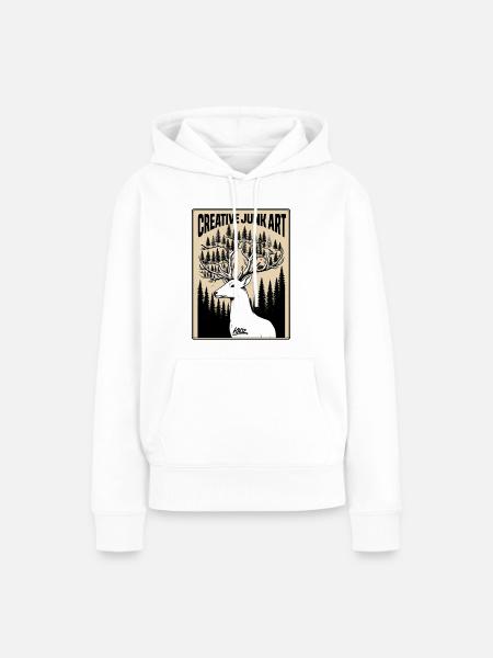 Geweihwald Kreative Schrottkunst - Frauen Premium Bio Hoodie - Weiß