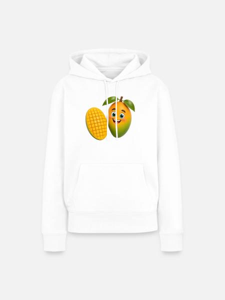 Fröhlicher Mango Mascot Obst Frucht - Frauen Premium Bio Hoodie - Weiß