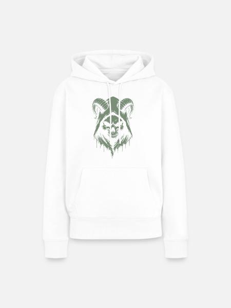 Schädel mit Hörner Totenkopf - Frauen Premium Bio Hoodie - Weiß