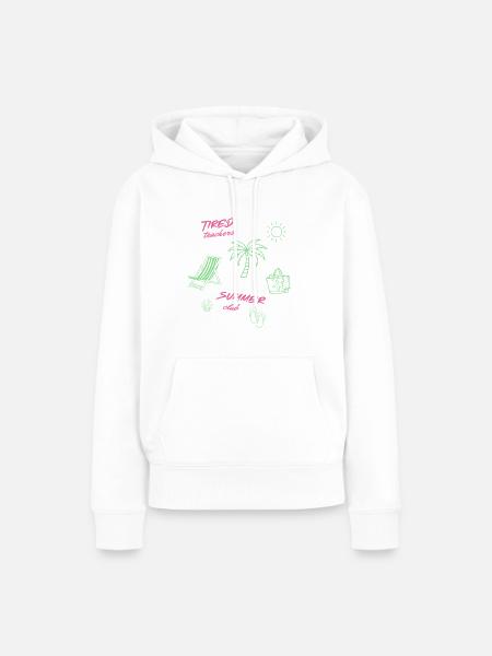 "Tired Teachers Summer Club" Strandurlaubsdesign - Frauen Premium Bio Hoodie - Weiß