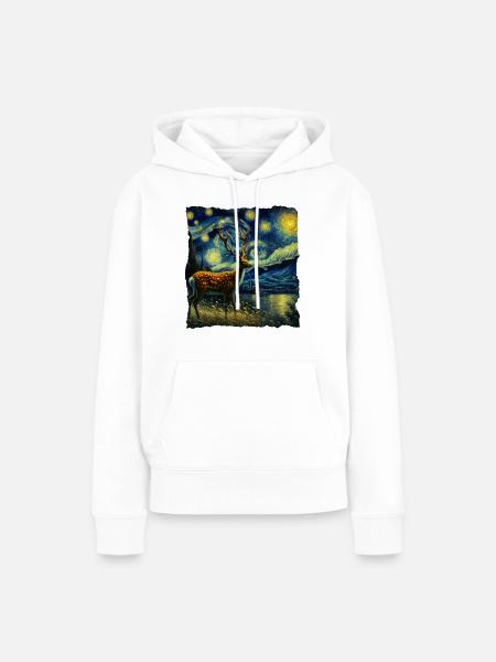 Sikahirsch Starry Night - Frauen Premium Bio Hoodie - Weiß