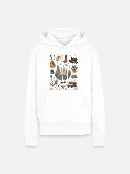 Austin | Live-Musik, Tacos & Texasgefühl - Frauen Premium Bio Hoodie - Weiß