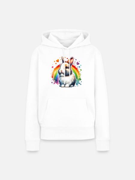 Zwergkaninchen Motiv - Frauen Premium Bio Hoodie - Weiß