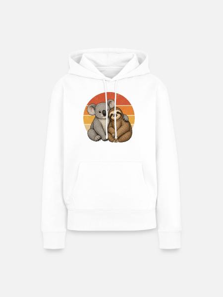 Koala und Faultier - Frauen Premium Bio Hoodie - Weiß