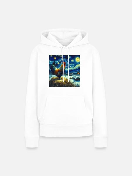 Hahn Starry Night - Frauen Premium Bio Hoodie - Weiß