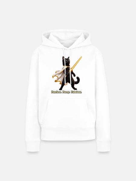Heldenhafte Katze - Frauen Premium Bio Hoodie - Weiß