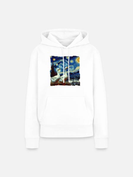 Gans Starry Night - Frauen Premium Bio Hoodie - Weiß