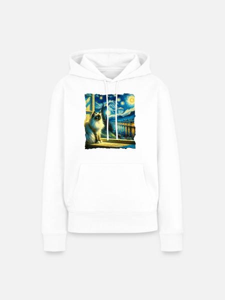 Birma Katze Starry Night - Frauen Premium Bio Hoodie - Weiß