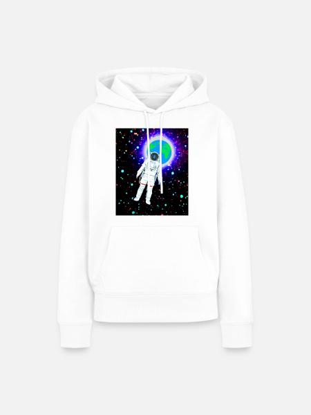 Astronaut im kosmischen Erdglanz - Frauen Premium Bio Hoodie - Weiß