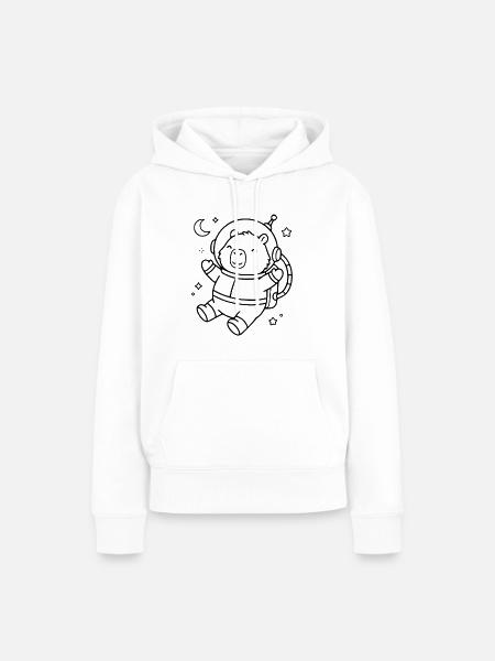 Niedliche Capybara-Astronauten-Umrisszeichnung Weltraumtier - Frauen Premium Bio Hoodie - Weiß