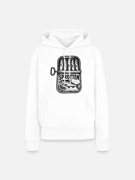 Sprotten – Maritimes Retro Fischmotiv - Frauen Premium Bio Hoodie - Weiß
