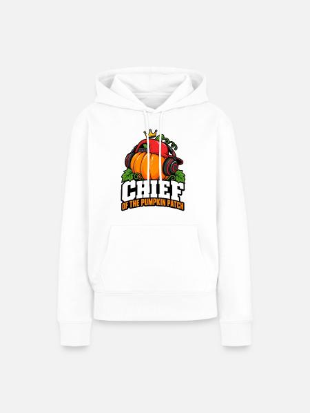Kürbis Chef Patch Kopfhörer - Frauen Premium Bio Hoodie - Weiß
