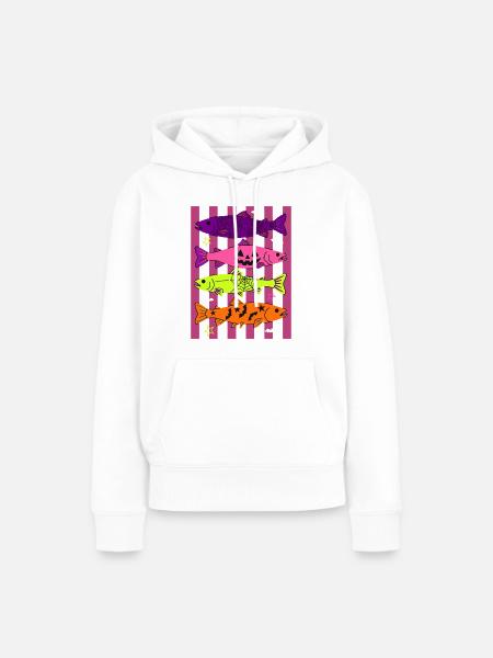 Spooky Halloween Fish Pattern Design - Frauen Premium Bio Hoodie - Weiß