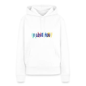 VALENTINSTAG. ICH LIEBE DICH. ICH LIEBE DICH. LIEBE. LIEBE - Frauen Premium Bio Hoodie - Weiß - Vorne - Julia (174cm)