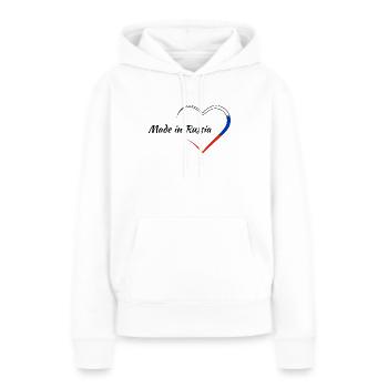Russie Fabriqué en Russie Russe Russe - Sweat à capuche Premium bio Femme - blanc - Devant - Julia (174cm)