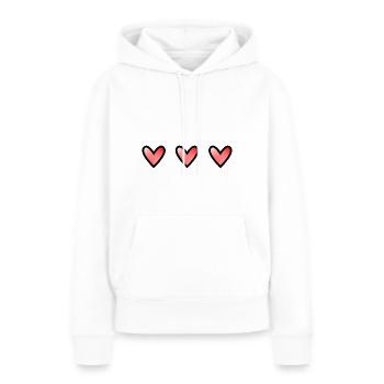HERZ. HERZ. VALENTINSTAG. LIEBE. LIEBE. HERZ - Frauen Premium Bio Hoodie - Weiß - Vorne - Julia (174cm)