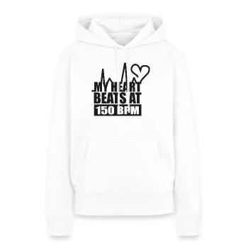 Mon cœur bat à 150 BPM - Sweat à capuche Premium bio Femme - blanc - Devant - Julia (174cm)