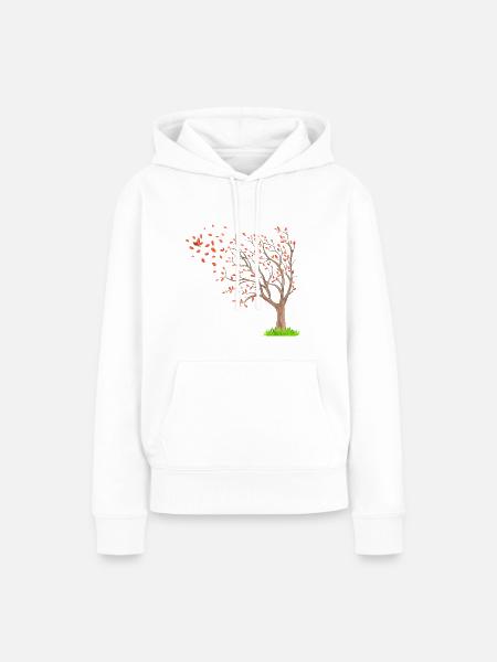 Baum des Lebens und Schmetterling - Frauen Premium Bio Hoodie - Weiß