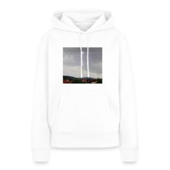 Éclair - Sweat à capuche Premium bio Femme - blanc - Devant - Julia (174cm)