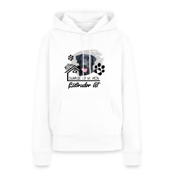 Schwarzer Labrador Spruch Zuhause ist wo mein..... - Frauen Premium Bio Hoodie - Weiß - Vorne - Julia (174cm)