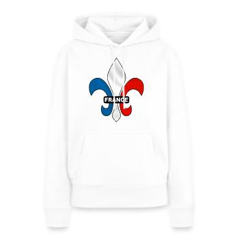 france - fleur de lys - Sweat à capuche Premium bio Femme - blanc - Devant - Julia (174cm)