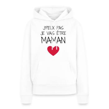 Maman / Fête des Mère / Enfant / Mere / Bébé - Sweat à capuche Premium bio Femme - blanc - Devant - Julia (174cm)