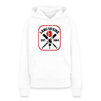 Cricket comté du Lancashire - Sweat à capuche Premium bio Femme - blanc - Devant - Julia (174cm)