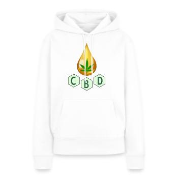Huile de CBD - Sweat à capuche Premium bio Femme - blanc - Devant - Julia (174cm)