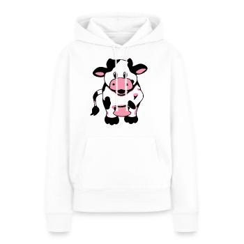 Sigma la vache heureuse - Sweat à capuche Premium bio Femme - blanc - Devant - Julia (174cm)
