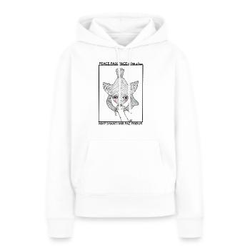 peace - Frauen Premium Bio Hoodie - Weiß - Vorne - Julia (174cm)