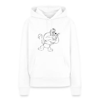 lion enervé - Sweat à capuche Premium bio Femme - blanc - Devant - Julia (174cm)